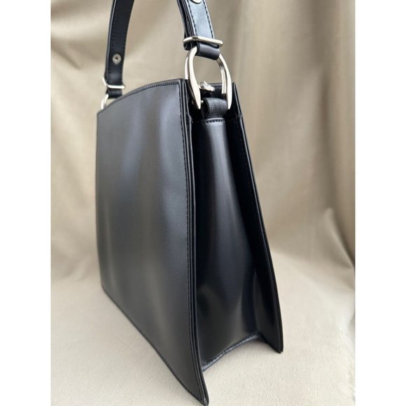 Gianni Versace Vintage Silver Medusa Tote Bag Black PU Leather - Picture 7 of 16